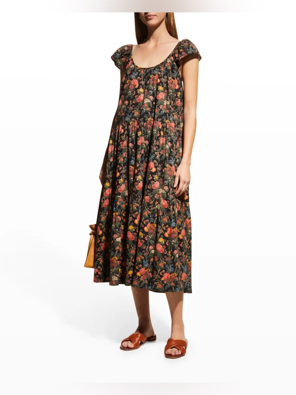 THE GREAT PLUMERIA TIERED MIDI DRESS size 3 Large